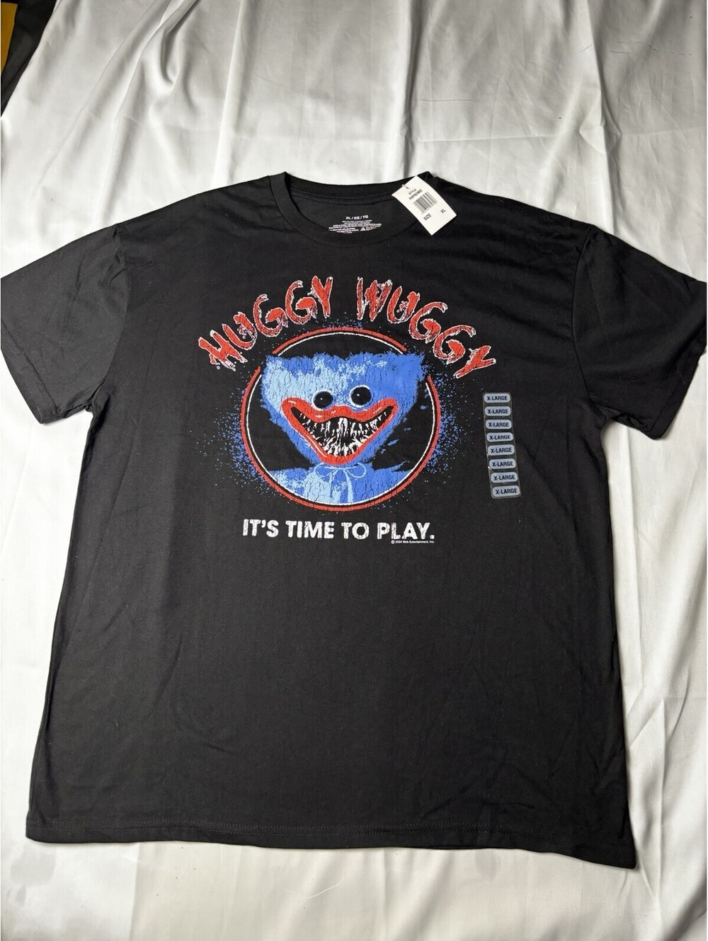 Huggy Wuggy Graphic T-Shirt XL Black It's Time to Play
